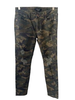 Judy Blue Green Brown Camo distressed Skinny fit Jeans 9/29